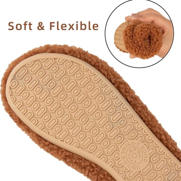 Women’s Faux Fur House Slippers Lightweight Indoor Outdoor Shoes - Picture 4 of 6